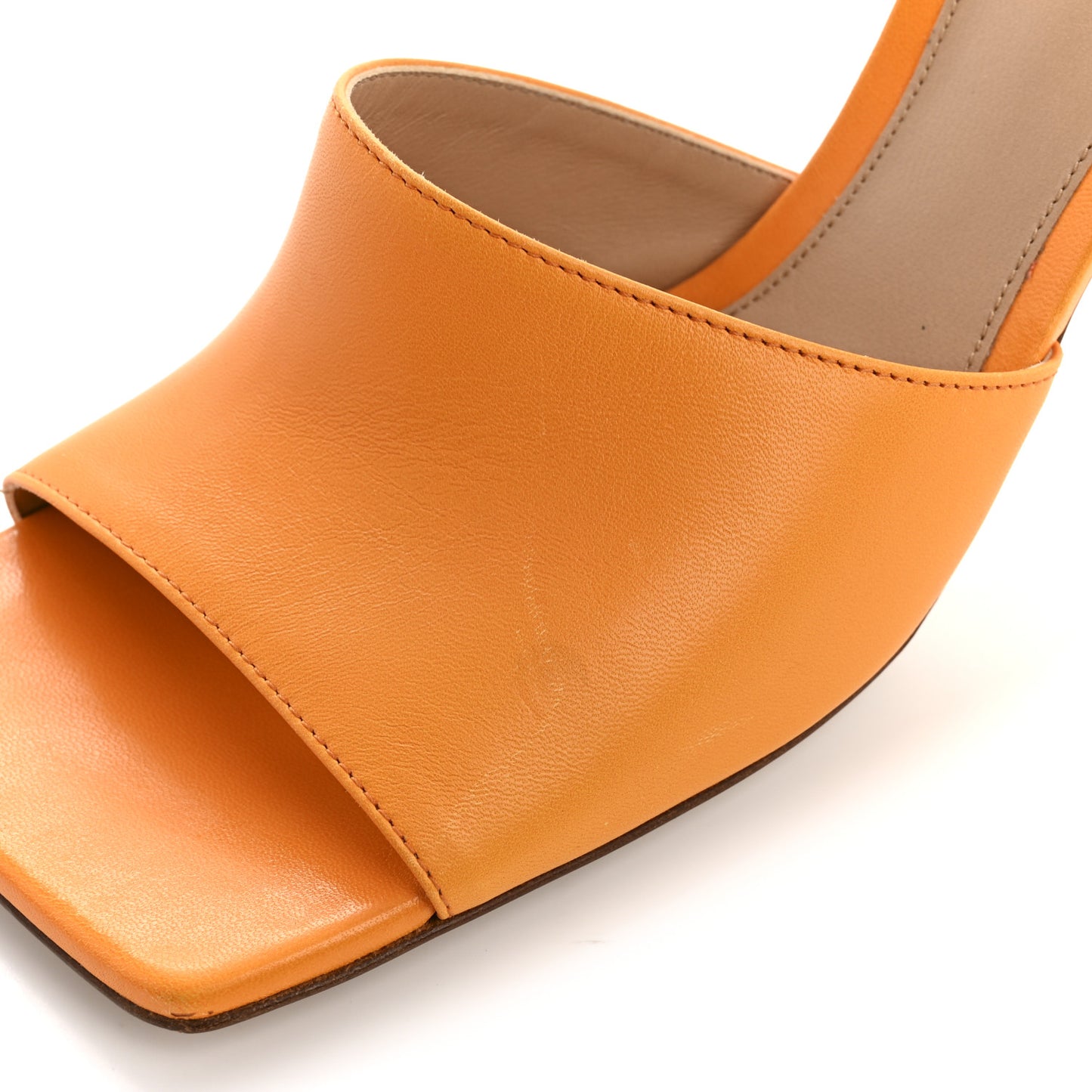 Lambskin Stretch 90mm Mule Sandals 39 Tangerine