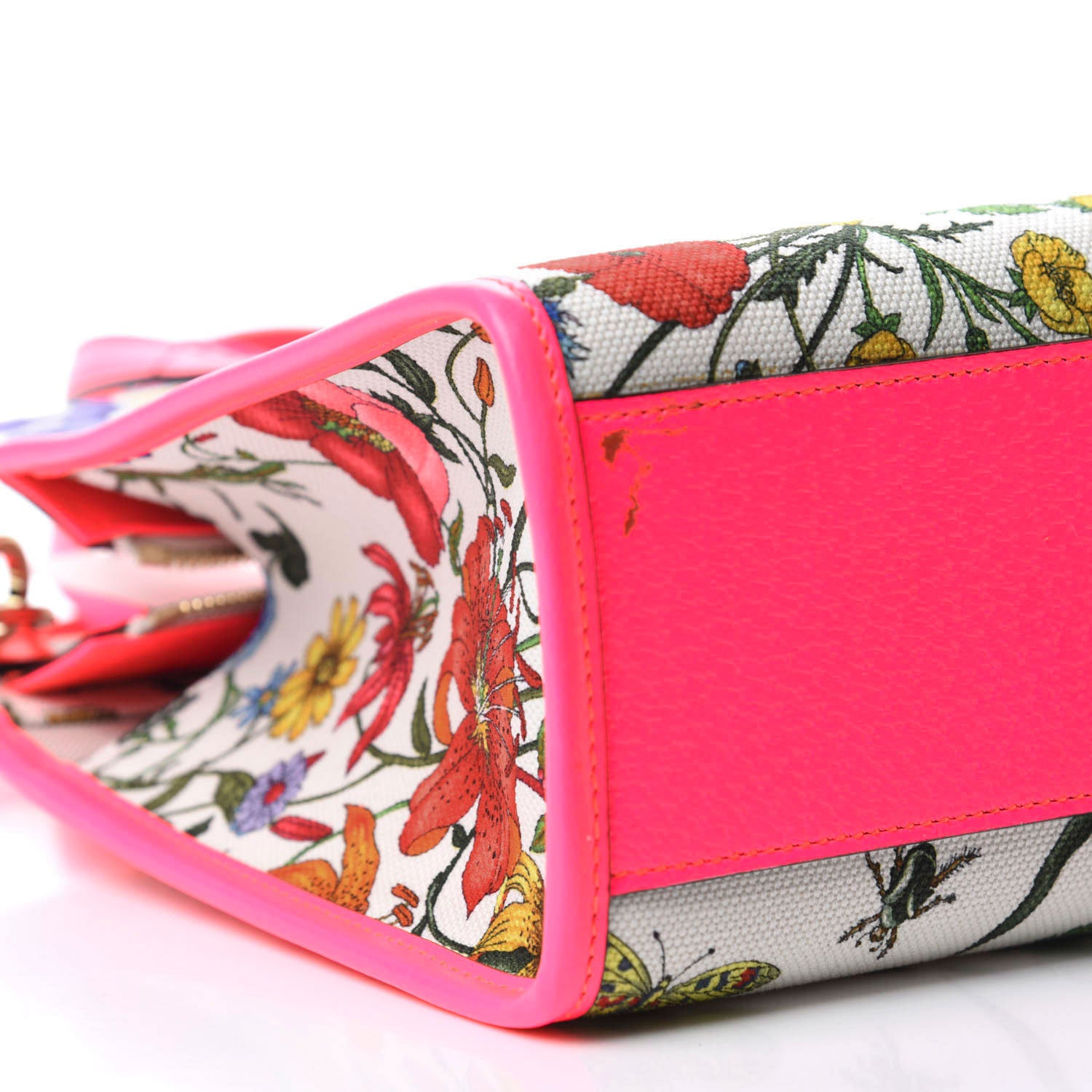 Gucci Canvas Medium Flora Tote Fuchsia 6 of 11