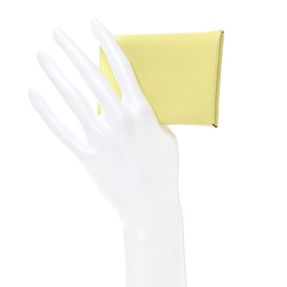 Hermes Chevre Mysore Calvi Card Case Jaune Bourgeon 2 of 8