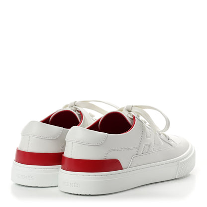 Hermes Calfskin Deep Sneakers 37 White Lipstick Red 4 of 9