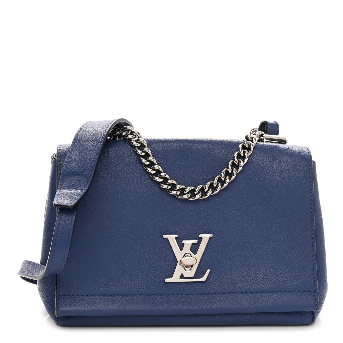 Soft Calfskin Lockme II Chain Bag BB Blue
