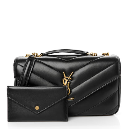 Saint Laurent Lambskin Chevron Quilted Small Loulou Black 4 of 13