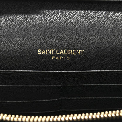 Saint Laurent Denim Matelasse Chevron Monogram Chain Wallet Blue Jeans 6 of 10