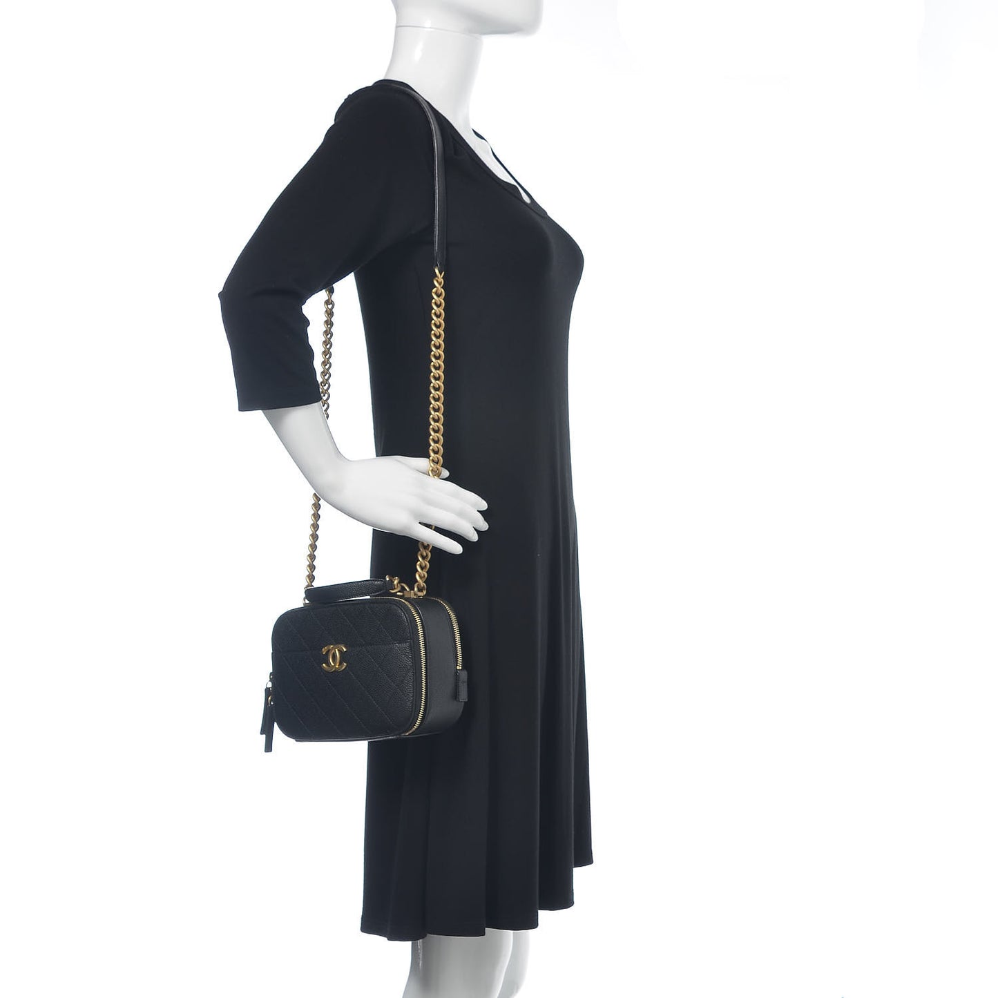 Caviar Quilted Small Camera Bag Black