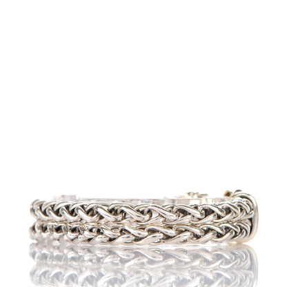 David Yurman Sterling Silver 14K Yellow Gold Red Tourmaline Double Wheat Buckle Bracelet 3 of 4