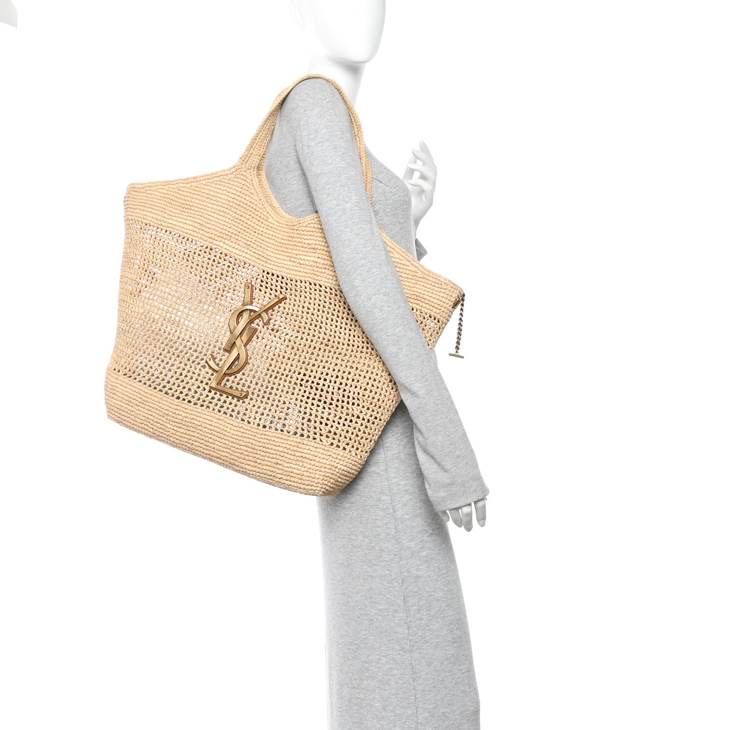 Saint Laurent Raffia Icare Shopping Tote Natural 2 of 11