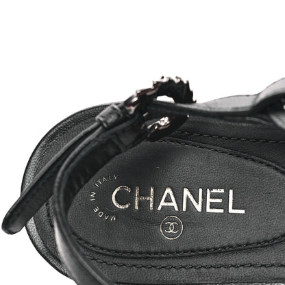Chanel Lambskin Leaf CC Thong Sandals 38.5 Black 7 of 9