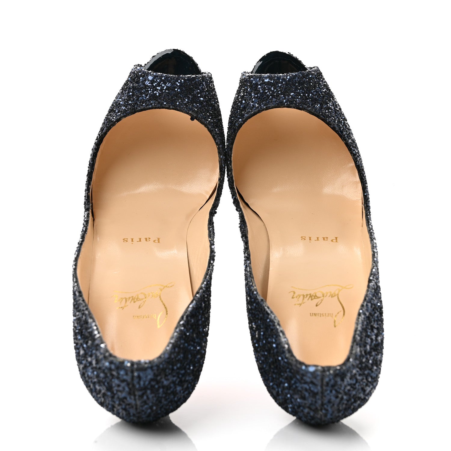 Christian Louboutin Glitter Very Prive 120 Pumps 37 Bleu Marine 2 of 9