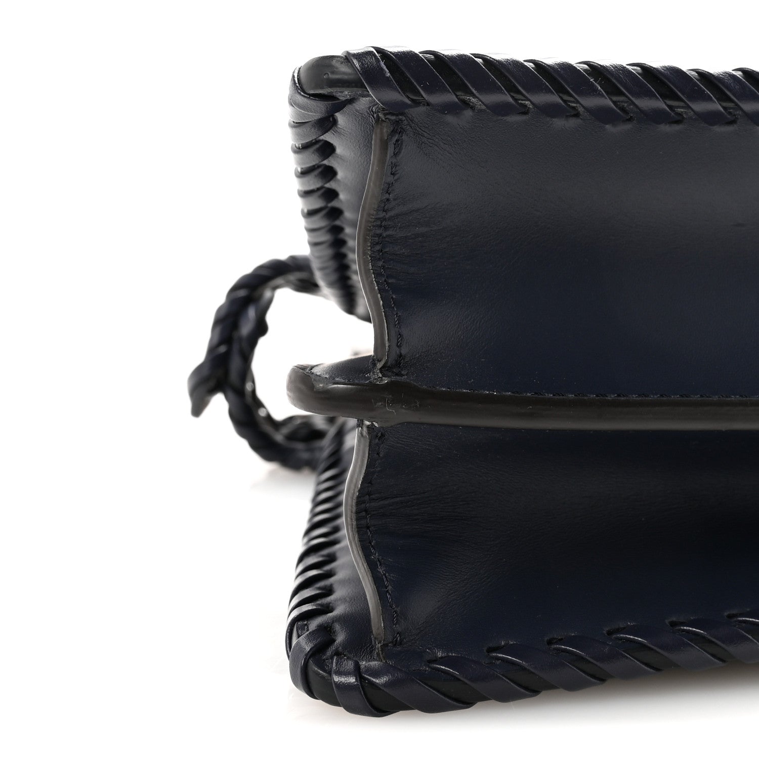 Fendi Vitello King Shiny Nappa Intreccio Petite Peekaboo I SEE U Satchel Midnight 8 of 9