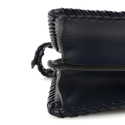 Fendi Vitello King Shiny Nappa Intreccio Petite Peekaboo I SEE U Satchel Midnight 8 of 9
