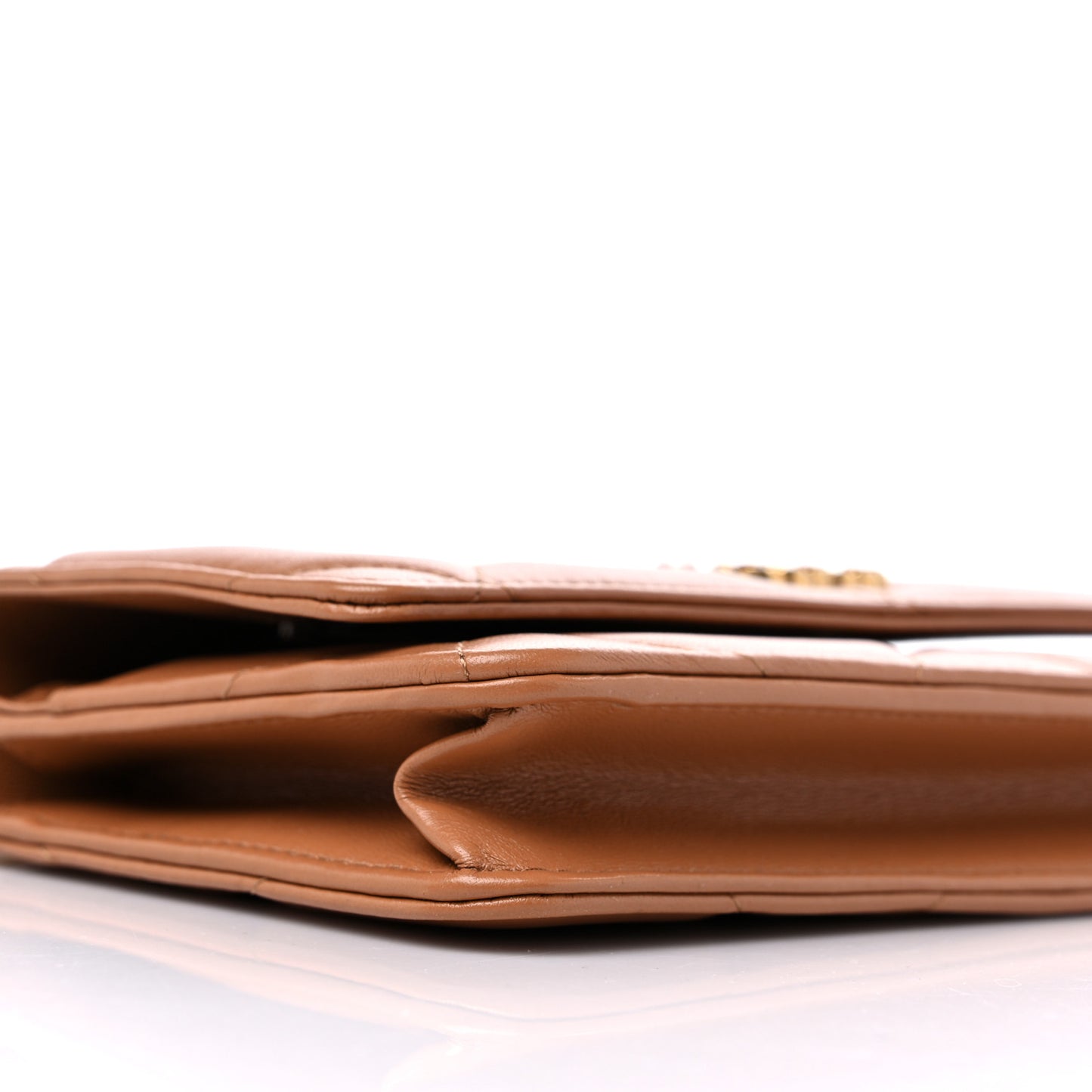 Lambskin Quilted Chanel 19 Wallet On Chain WOC Brown