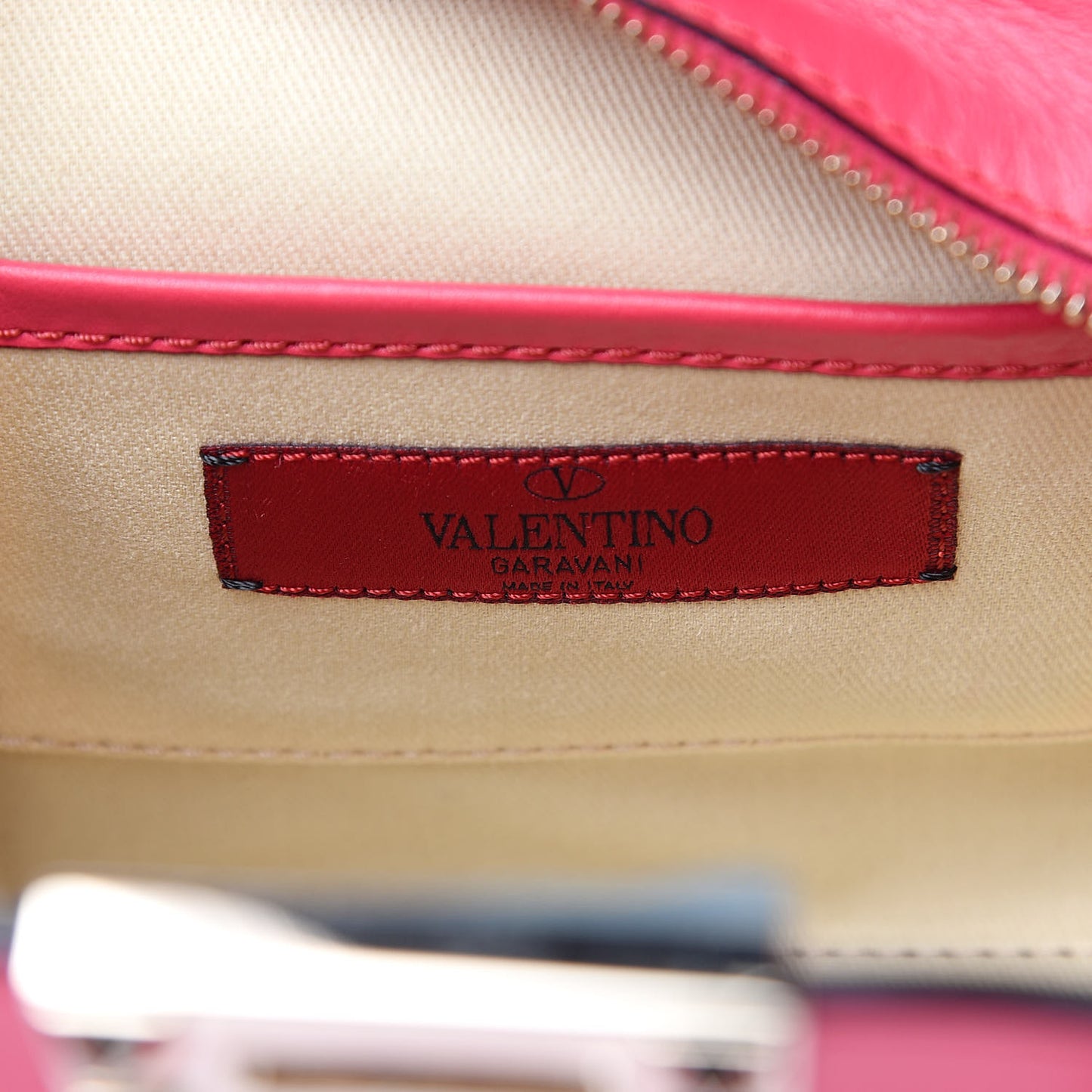 Vitello Mini Rockstud Double Handle Tote Deep Fuxia