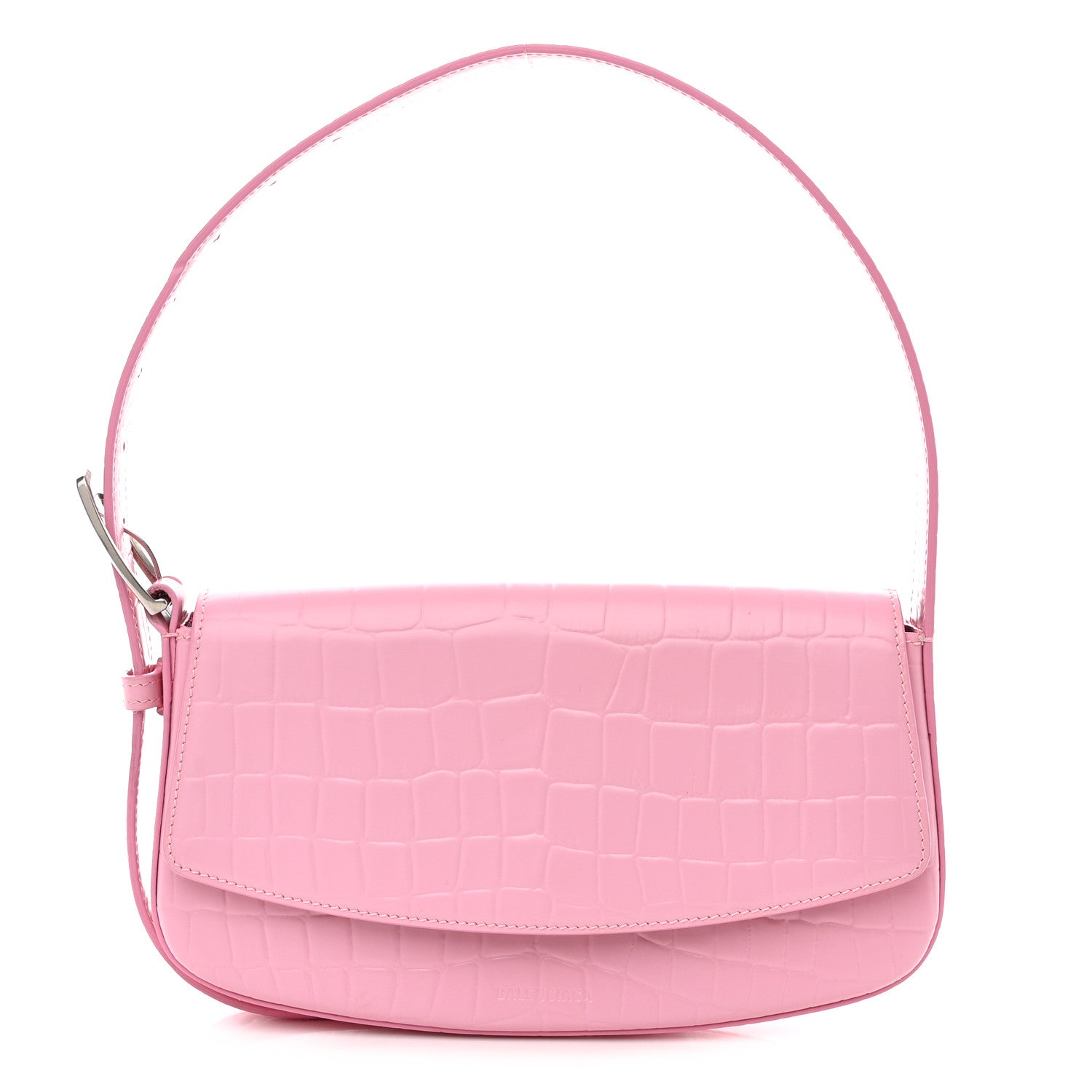 Balenciaga Shiny Calfskin Crocodile Embossed Ghost Sling Bag Pink 1 of 16