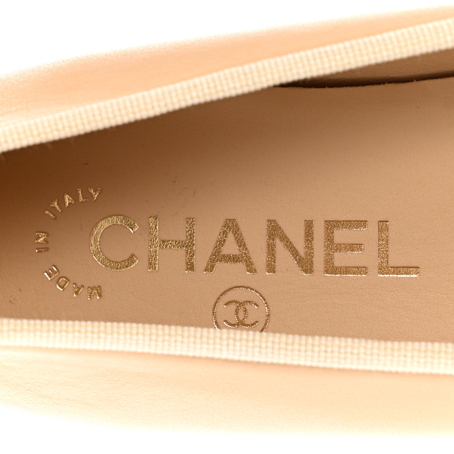 Chanel Lambskin Cap Toe CC Ballerina Flats 37 Beige Black 8 of 10