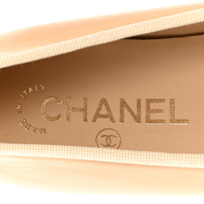 Chanel Lambskin Cap Toe CC Ballerina Flats 37 Beige Black 8 of 10