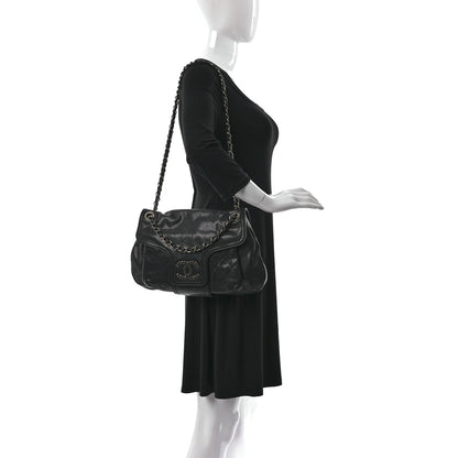Chanel Glazed Caviar Coco Rider Flap Shoulder Bag Black 2 of 8