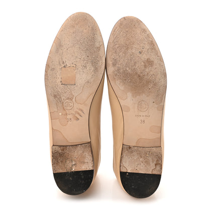 Chanel Lambskin Cap Toe CC Ballerina Flats 38 Beige Black 6 of 11