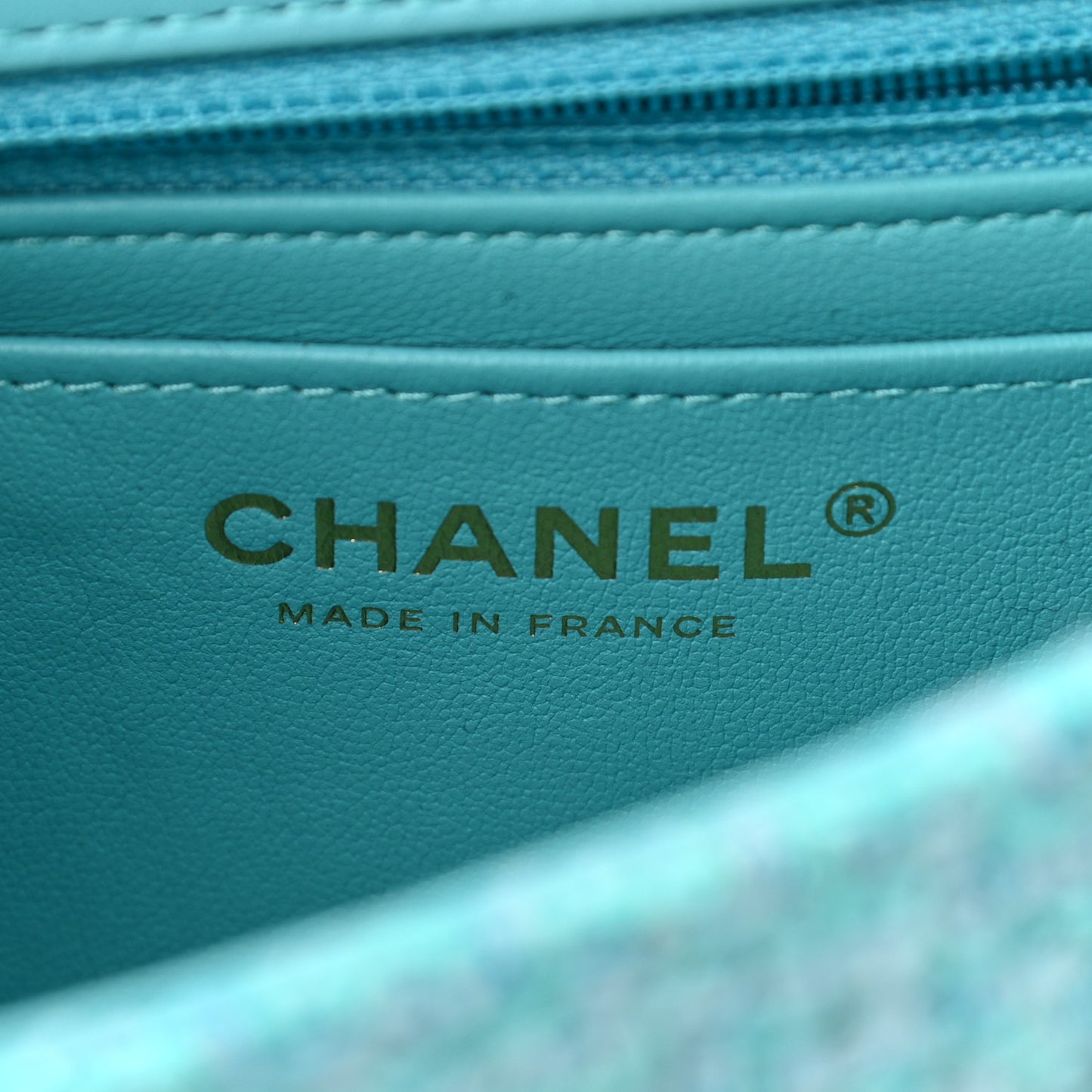 Wool Tweed Quilted Mini Rectangular Flap Turquoise Light Blue