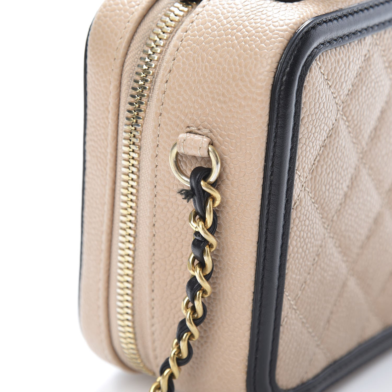 Chanel Caviar Quilted Small CC Filigree Vanity Case Beige Black 13 of 14