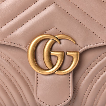 Gucci Calfskin Matelasse Small GG Marmont Top Handle Shoulder Bag Porcelain Rose 8 of 11