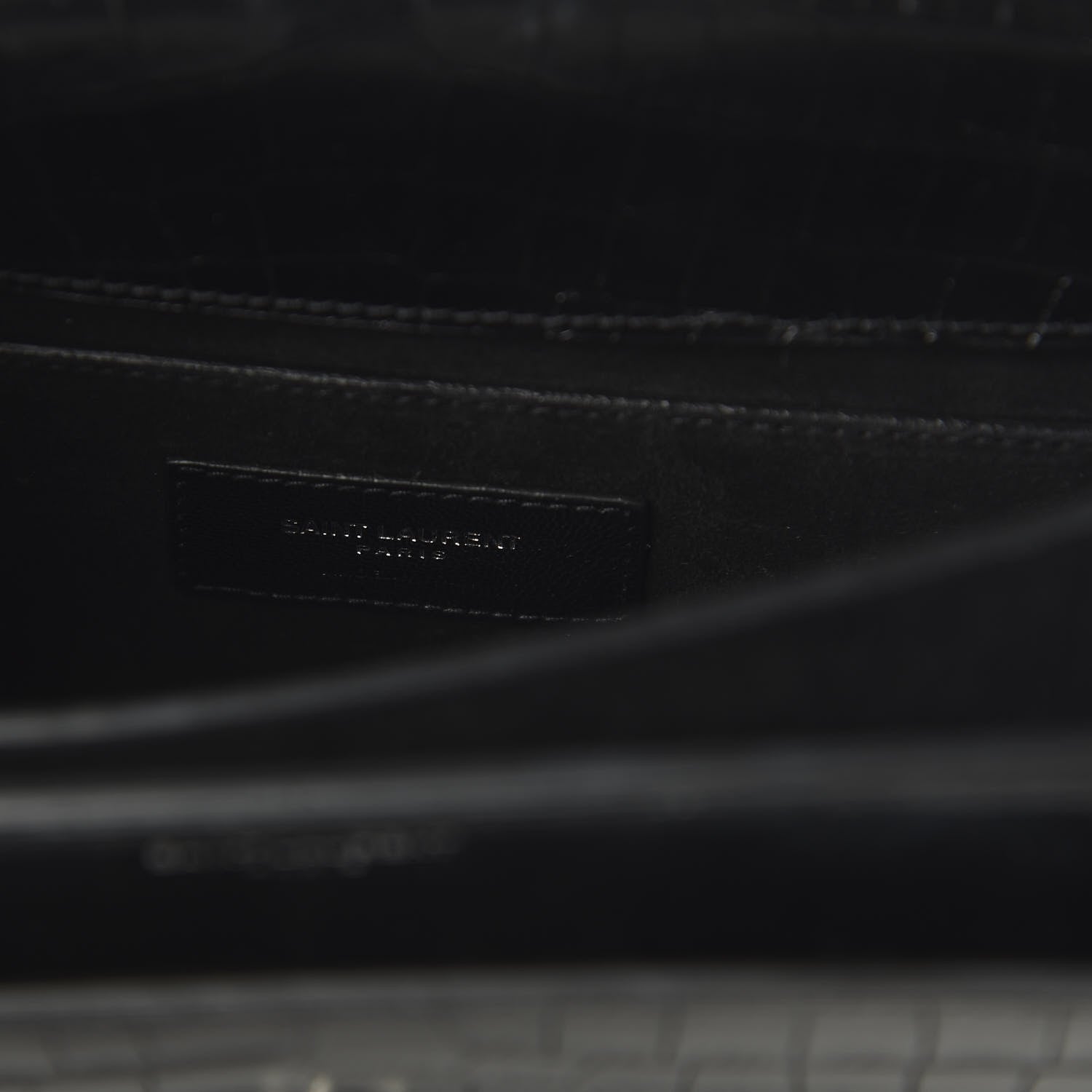 Saint Laurent Calfskin Crocodile Embossed Medium Monogram Sunset Black 8 of 9