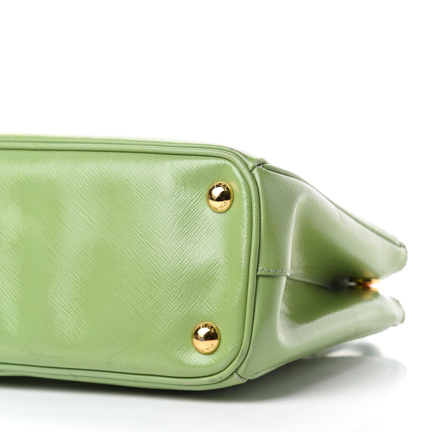 Prada Saffiano Vernice Mini Galleria Double Zip Tote Green 7 of 19