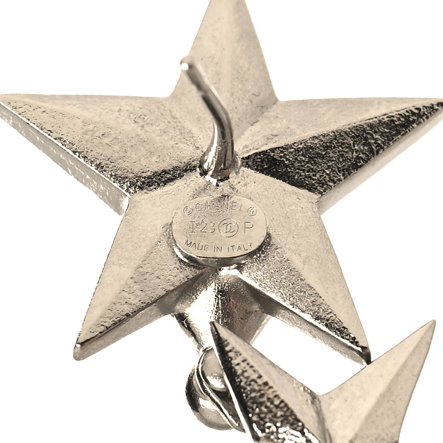 Chanel Crystal CC Star Drop Earrings Silver Green 4 of 4