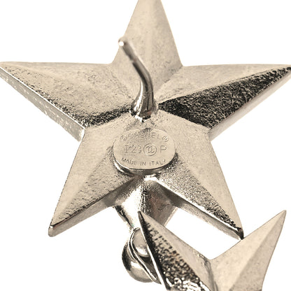 Chanel Crystal CC Star Drop Earrings Silver Green 4 of 4