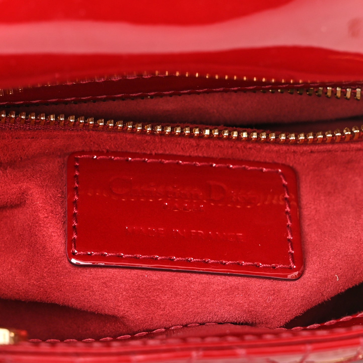 Patent Cannage Mini Lady Dior Red