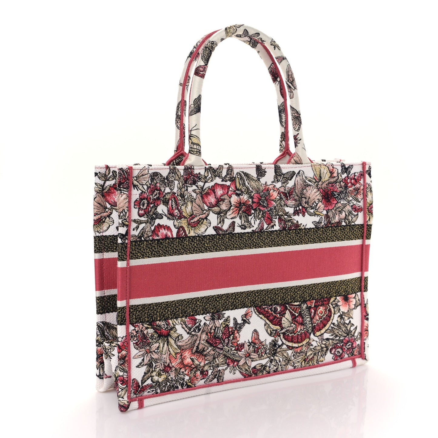 Canvas Embroidered Medium Butterfly Print Book Tote Multicolor