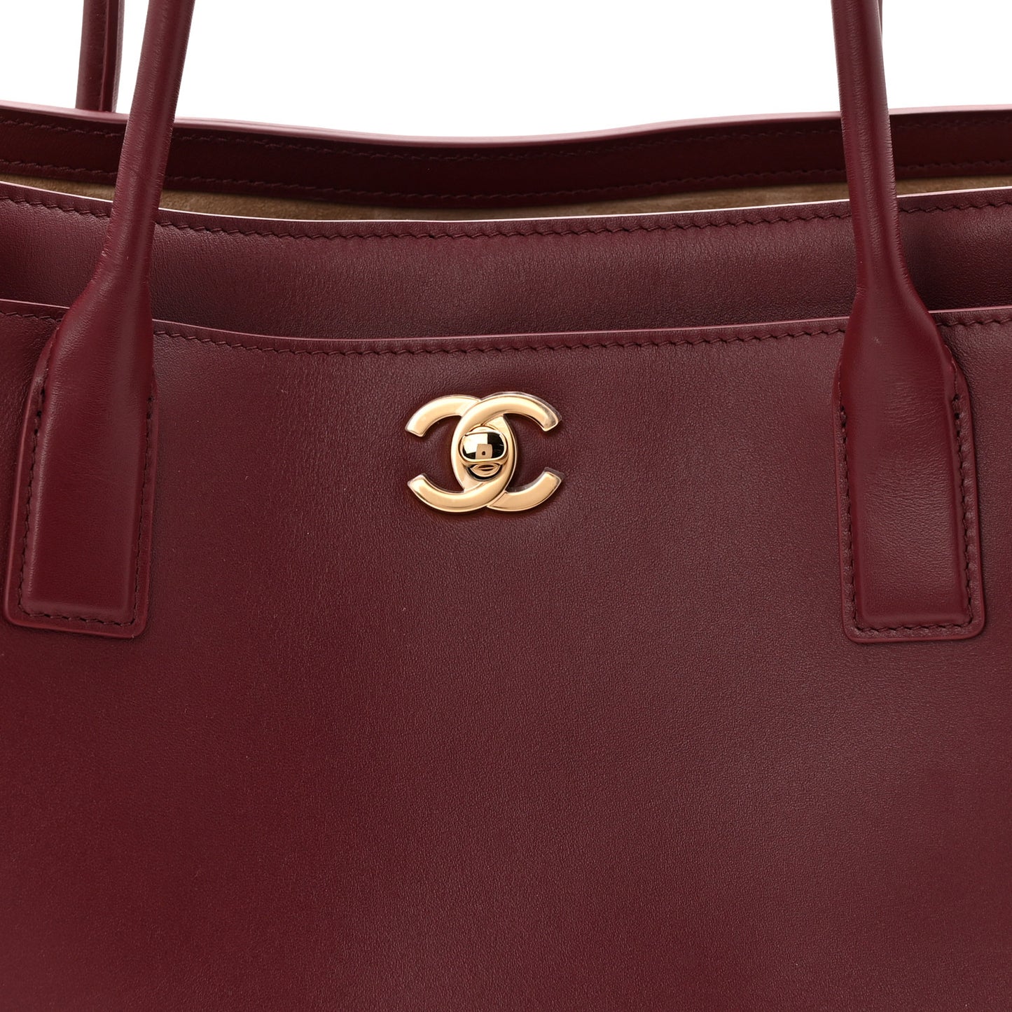 Calfskin Archetype Small Shopping Tote Dark Burgundy