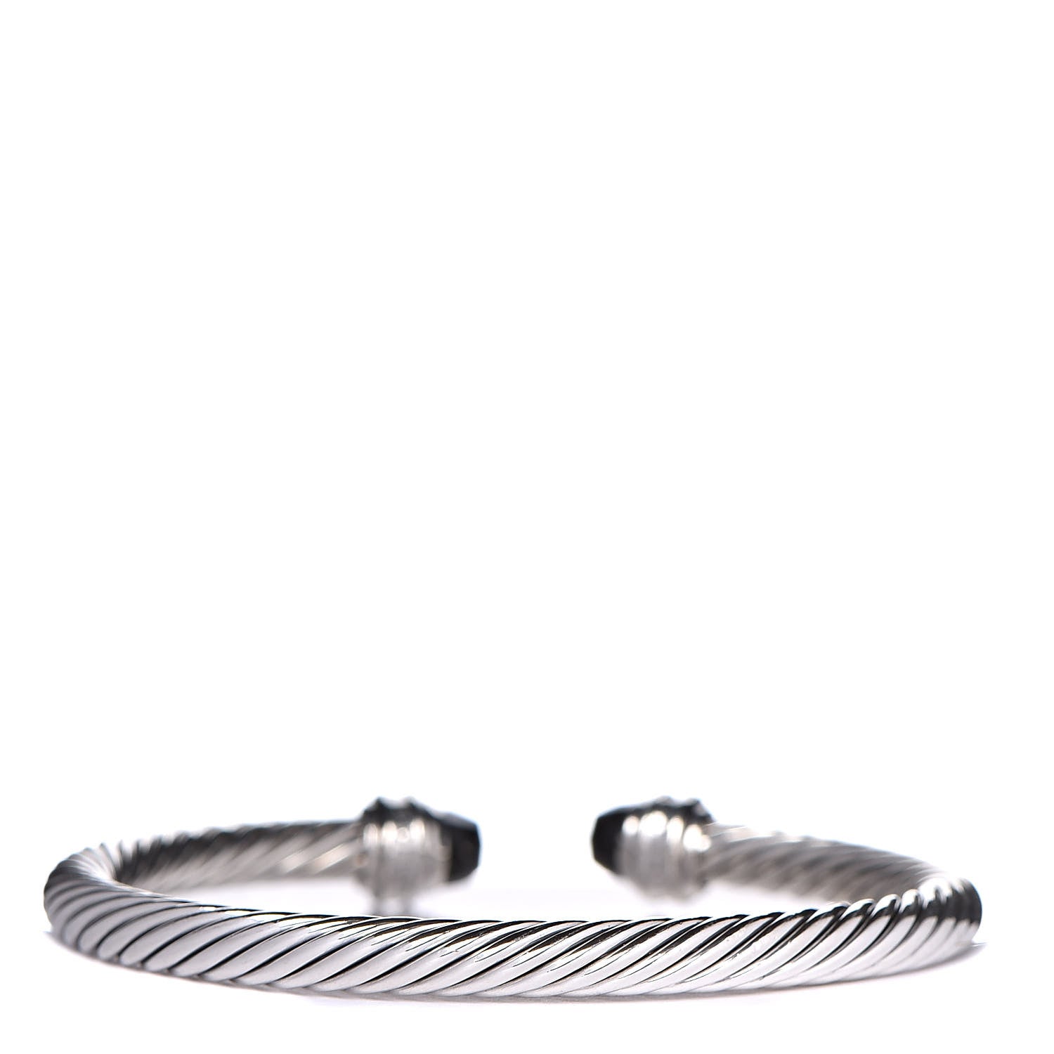 David Yurman Sterling Silver Diamond Black Onyx 5mm Cable Classics Princess Bracelet 3 of 4