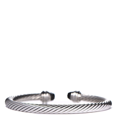 David Yurman Sterling Silver Diamond Black Onyx 5mm Cable Classics Princess Bracelet 3 of 4