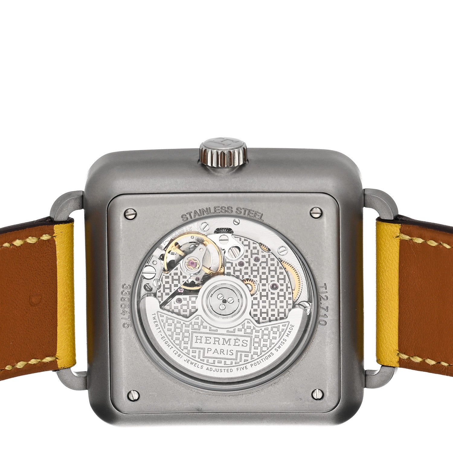 Hermes Stainless Steel Swift 38mm Carre H Automatic Watch Jaune de Naples 4 of 5