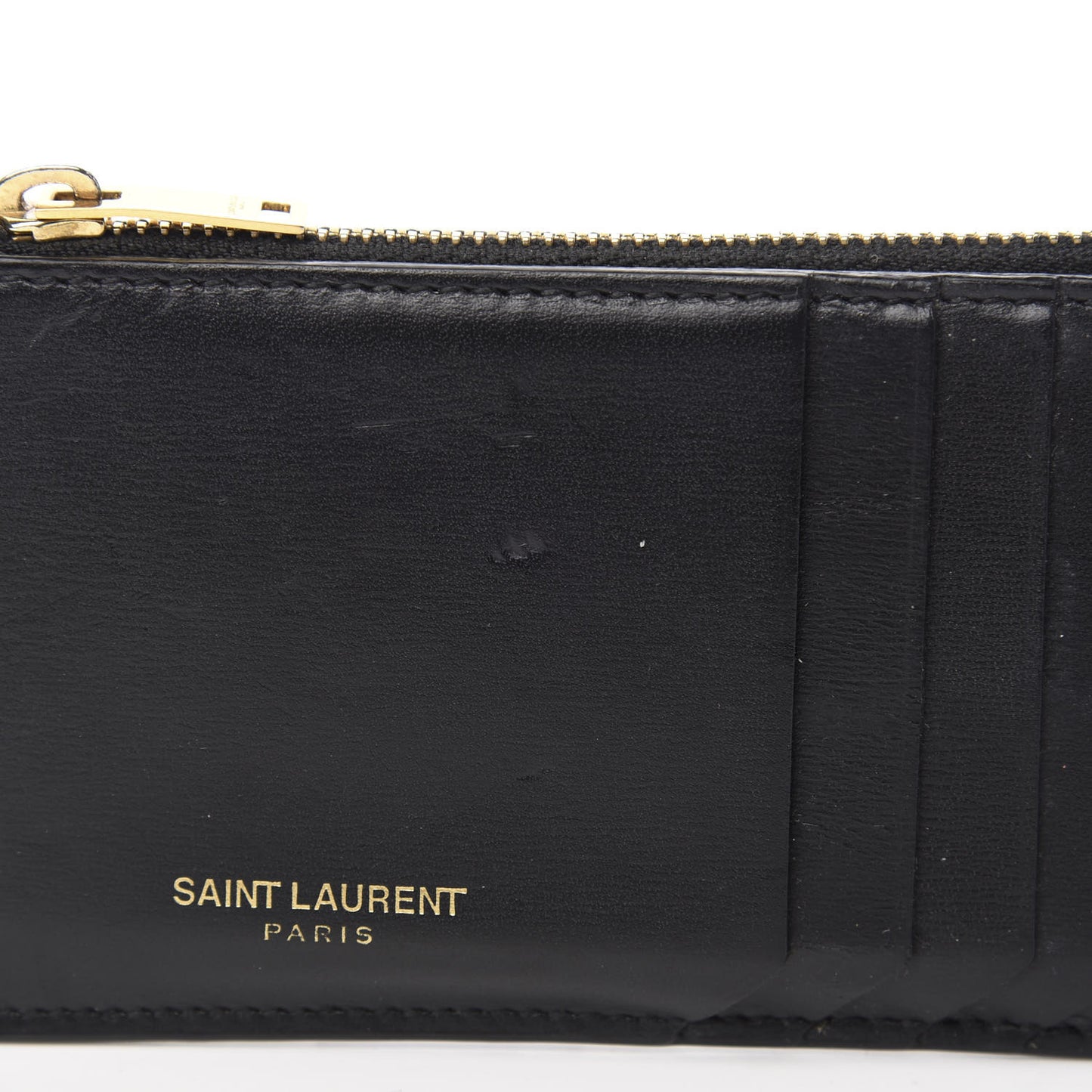 Calfskin 5 Fragments Zip Pouch Card Holder Black
