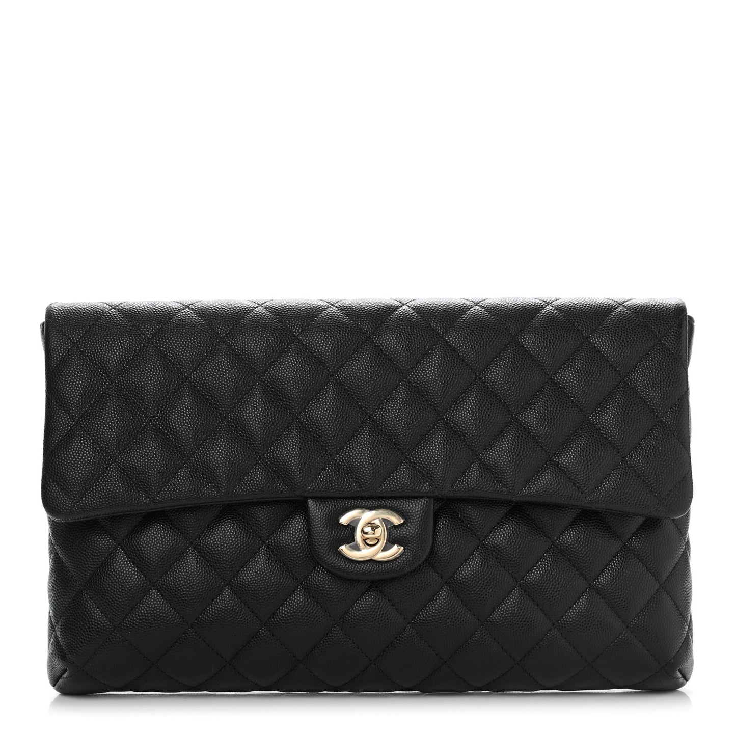 Caviar Quilted Flap Clutch Black
