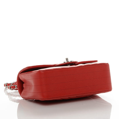 Chanel Caviar Chevron Quilted Mini Rectangular Flap Red 4 of 8