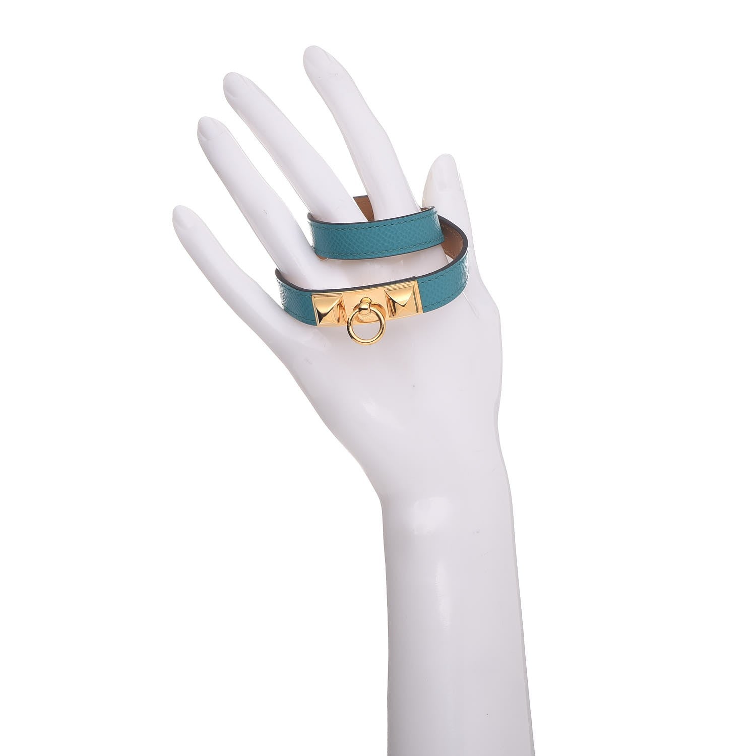Hermes Epsom Rivale Double Tour Bracelet S Bleu Paon 2 of 7