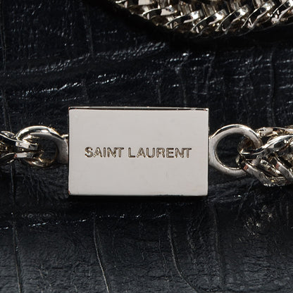 Saint Laurent Croc Effect Calfskin Jumbo Betty Black 8 of 9