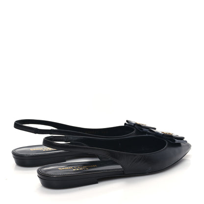 Saint Laurent Patent Smooth Lambskin Anais Slingback Flats 36.5 Black Navy 4 of 10