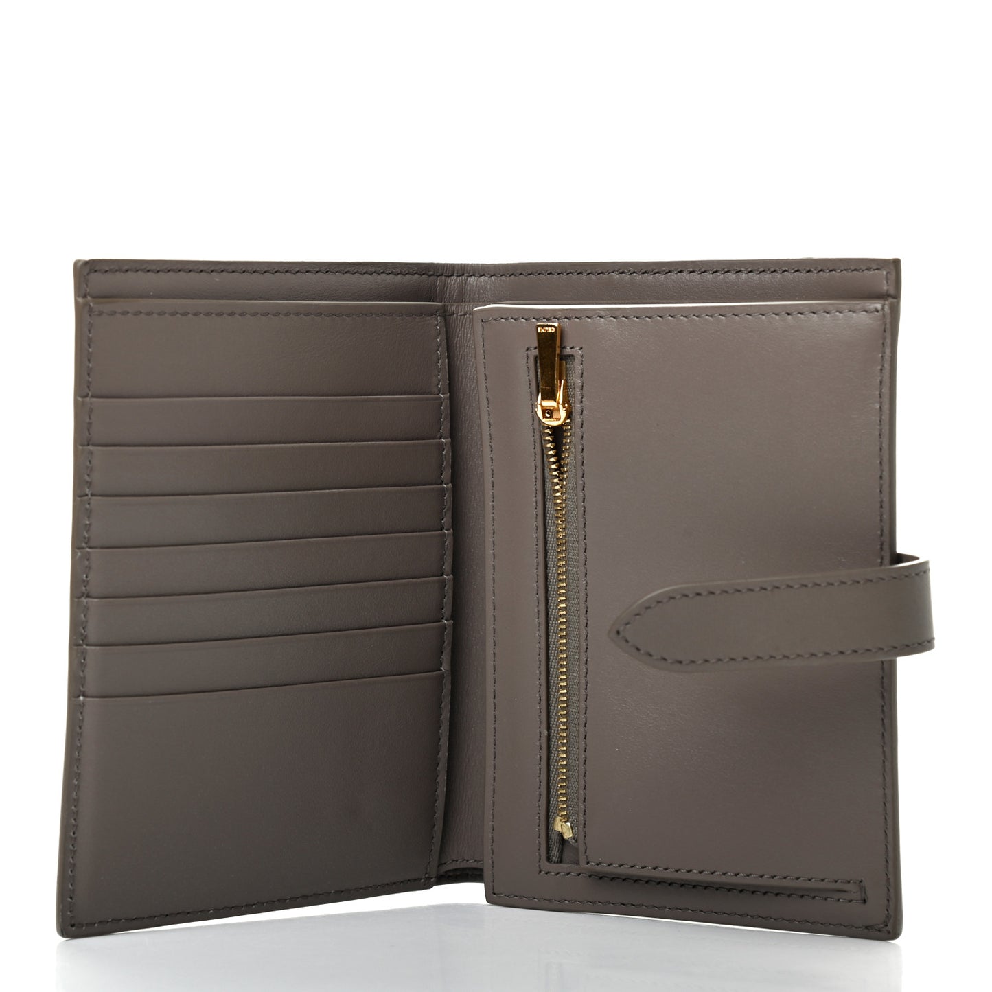 Grained Calfskin Medium Multifunction Strap Wallet Grey