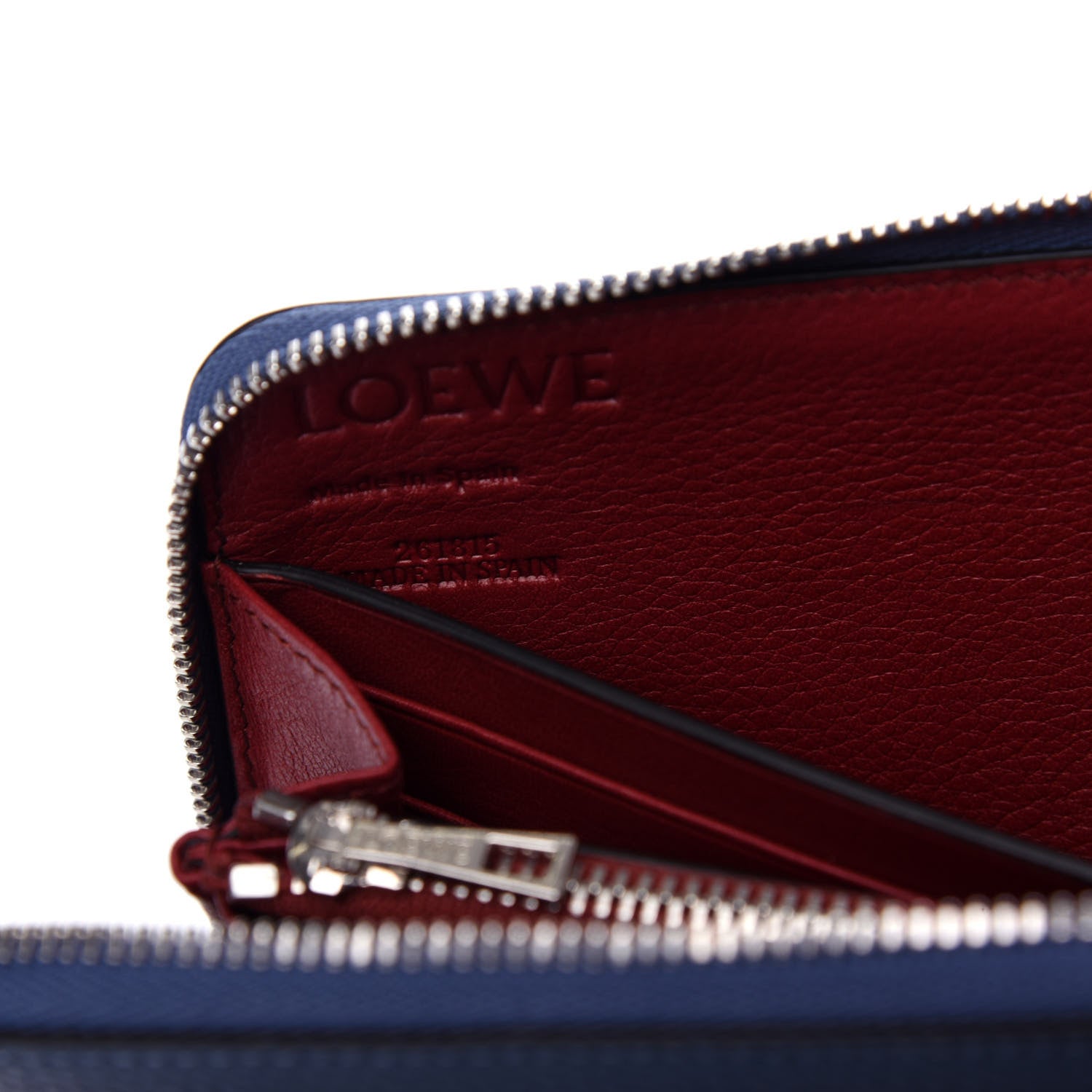 Loewe Grained Calfskin Zip Around Wallet Varsity Blue Honey 7 of 8