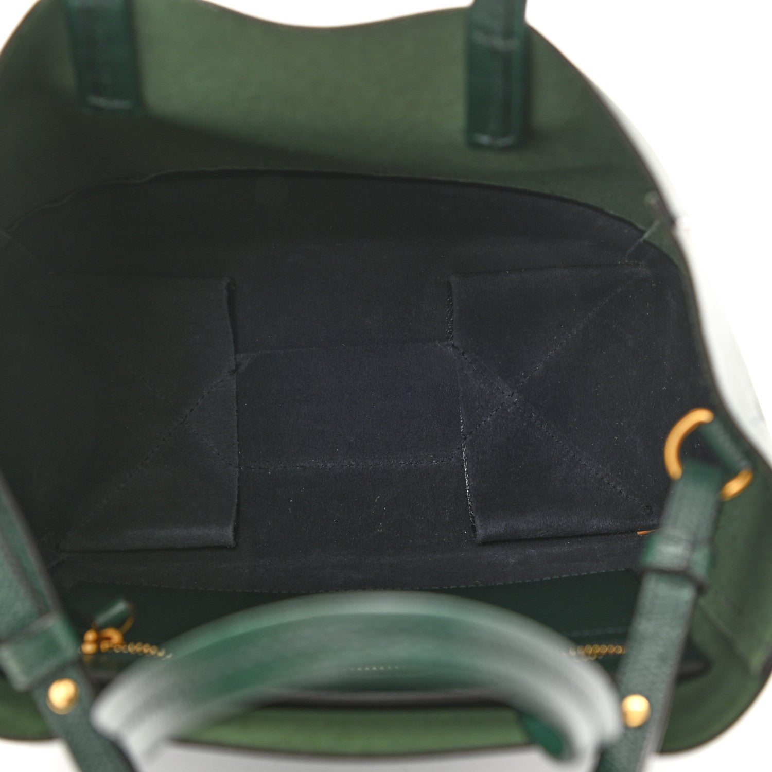 Celine Grained Calfskin Small Vertical Bi-Cabas Dark Green Black 5 of 9