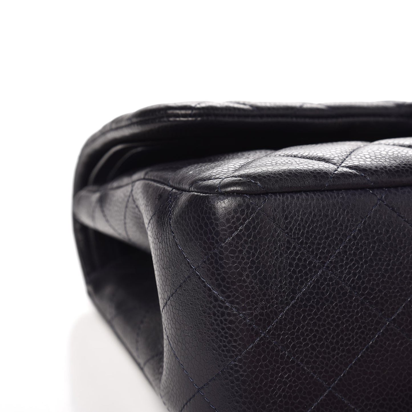 Caviar Quilted Jumbo Double Flap Navy Blue