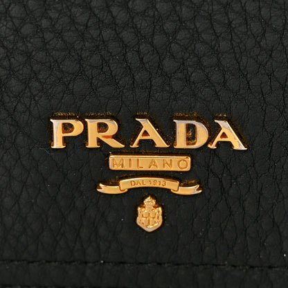 Prada Vitello Daino Continental Flap Wallet Black 6 of 11