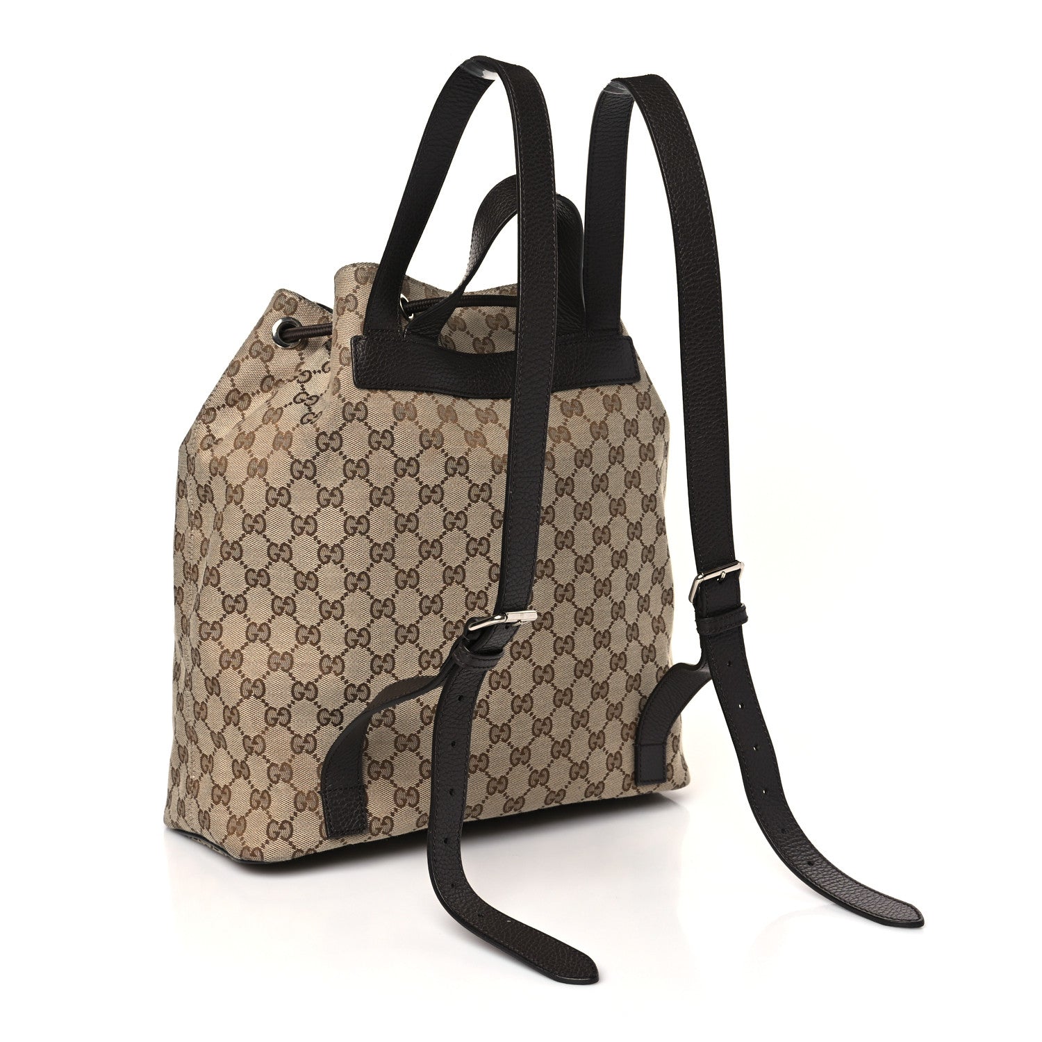 Gucci Monogram Dollar Calfskin O Drawstring Backpack Beige Ebony Testa di Moro Dark Chocolate 3 of 9