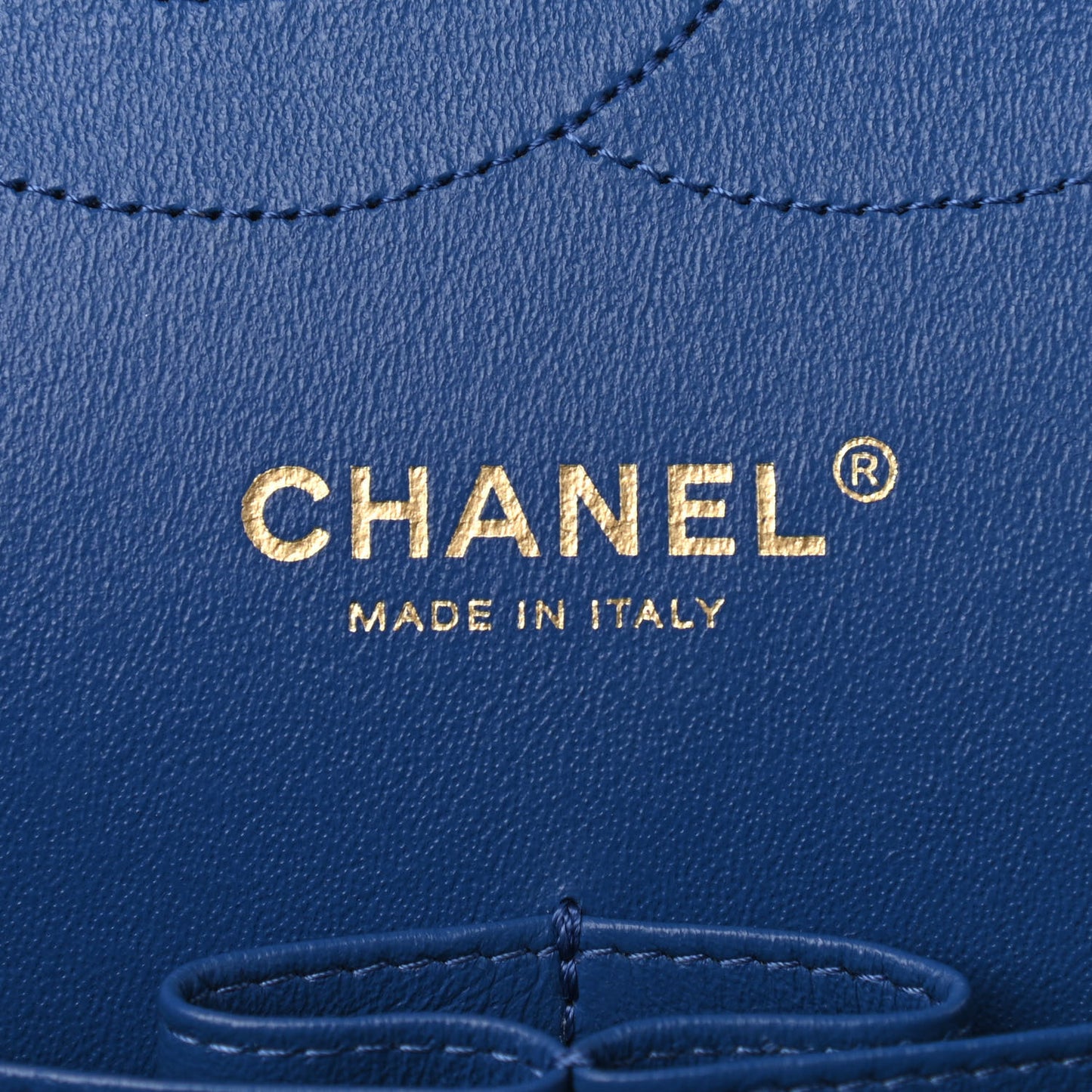 Lambskin Chevron Quilted Jumbo Double Flap Blue