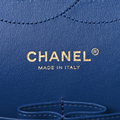 Chanel Lambskin Chevron Quilted Jumbo Double Flap Blue 6 of 10