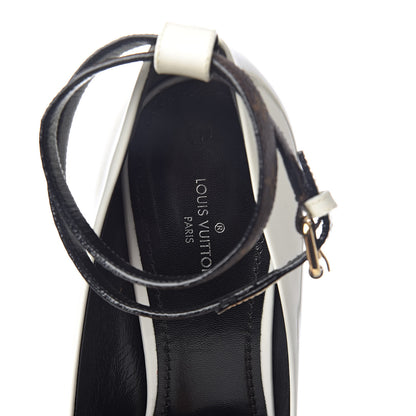 Louis Vuitton Monogram Patent Call Back Pumps 37.5 White 5 of 8