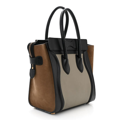 Celine Drummed Calfskin Nubuck Micro Tri-Color Luggage Stone 3 of 9